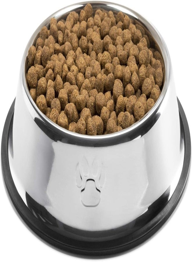 FYCAN وعاء طعام مزدوج للحيوانات الأليفة من FYCAN للقطط والكلاب، بقاعدة مطاطية مانعة للانزلاق، سهل التنظيف للجراء والقطط الصغيرة، وعاء ماء مثالي، مناسب للأطعمة الجافة والرطبة، مقاوم للصدأ والانزلاق، شديد التحمل - فضي - Image 1